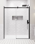 Lumora Series 60" x 74" Frameless Single Sliding Shower Door - Matte Black