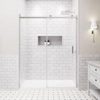 Lumora Series 60" x 74" Frameless Single Sliding Shower Door - Chrome