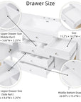Soleil 60" Bathroom Vanity with Sink, Elegant White Cabinet with Drawers