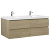 71" Light Oak Wall-mounted Bathroom Vanity – Double Sinks & 4 Soft-Close Drawers
