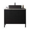 30" Sleek Black Bathroom Vanity with Sink: Freestanding Storage Cabinet, Ceramic Basin, Carrara Stone Countertop