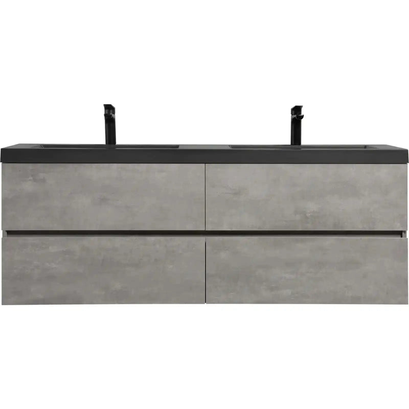 TerraLine Series 72" Dark Grey Wall-mounted Bathroom Vanity – Double Sinks & 4 Soft-Close Drawers