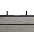 TerraLine Series 71" Dark Grey Wall-mounted Bathroom Vanity – Double Sinks & 4 Soft-Close Drawers