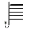 Cylion Series 18" x 27" Electric Towel Warmer with Round Bars and Shelf - Black