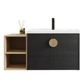 40 inch bathroom vanity for powder room with side open shelf storage and integrated sink | Ace Decor