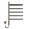 minimalist gray heated towel rack with shelf 18 x 27 wall-mounted design with four bars | Ace Decor