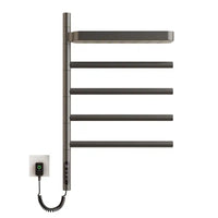 minimalist gray heated towel rack with shelf 18 x 27 wall-mounted design with four bars | Ace Decor