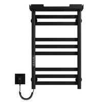 Black Thervon Series towel warmer nearby 18 x 27 minimalist wall-mounted design for modern bathrooms | Ace Decor