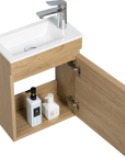 16" Birch Floating Bathroom Vanity with Resin Sink and Soft Close Doors color:Oak