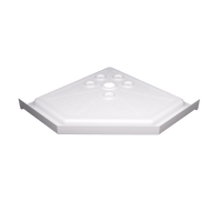 Bottom view of 36"x36" neo-angle durable white shower base.
