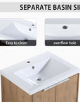 Monterey Series 24" Floating Bathroom Vanity in Imitative Oak with Integrated Sink and Double-Door Storage Cabinet