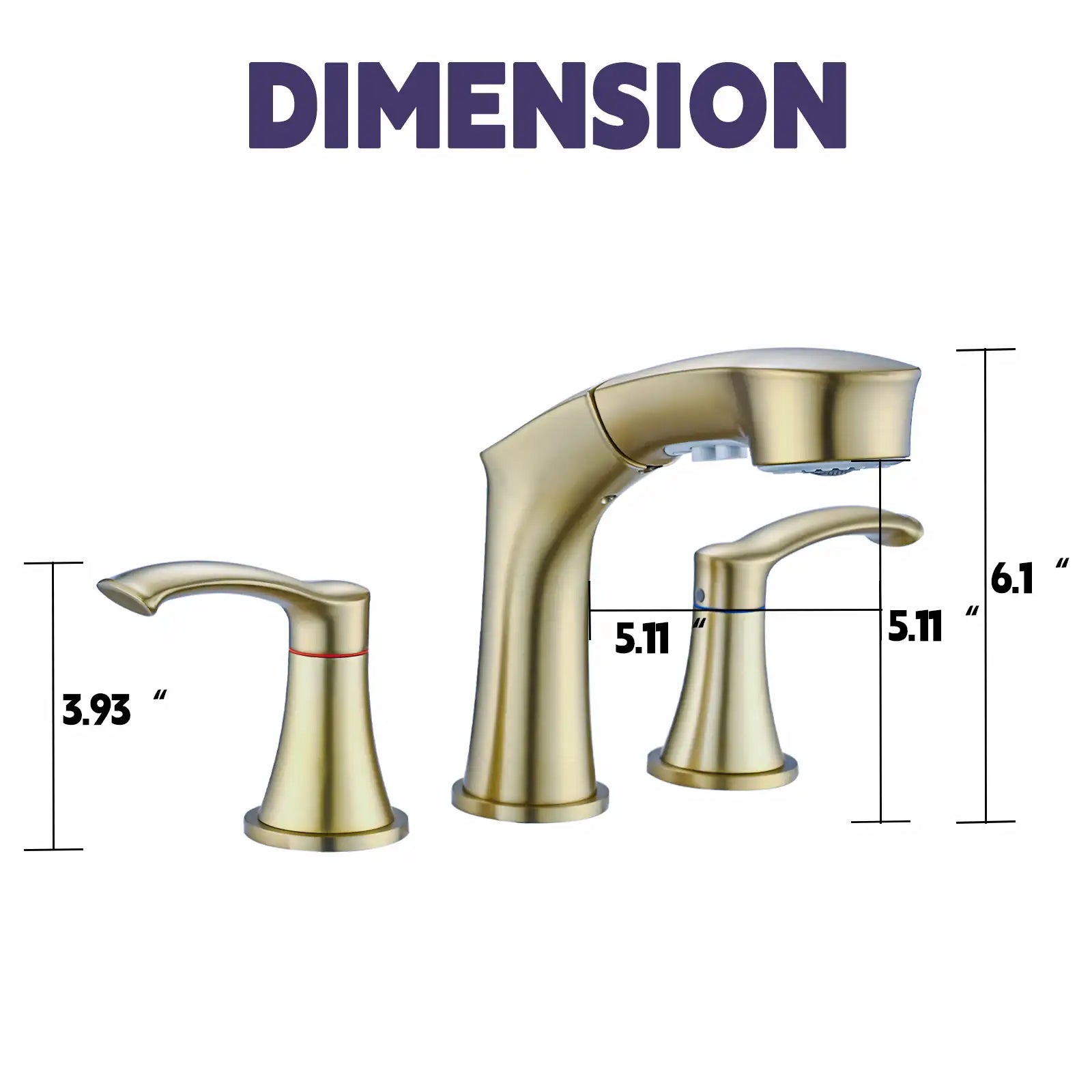 Harbor Series Brushed Gold Faucet Bathroom – Pull-Out Sprayer with 2 Handles
