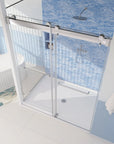 Trivon-Plus Series 60" x 76" Frameless Sliding Bypass Shower Door - 3/8" Tempered Glass, Chrome