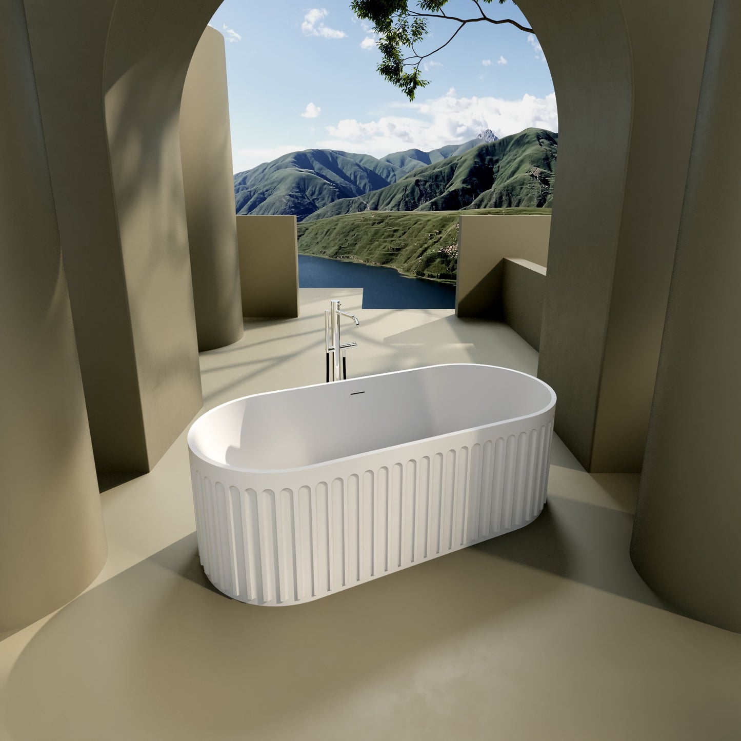 Gorgeous Freestanding Bathtub with Efficient Overflow Drainage System color:white