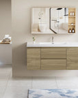 47/59" Modern Floating Bathroom Vanity with Resin Top Basin color: Oak | sink: single