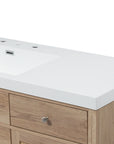 Soleil 60" Bathroom Vanity with Sink, Natural Wood Cabinet with Drawers