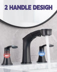 Harbor Series Black Faucet Bathroom – Pull-Out Sprayer with 2 Handles