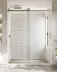 New Tempered Glass Shower Door Options color:Brushed Nickel