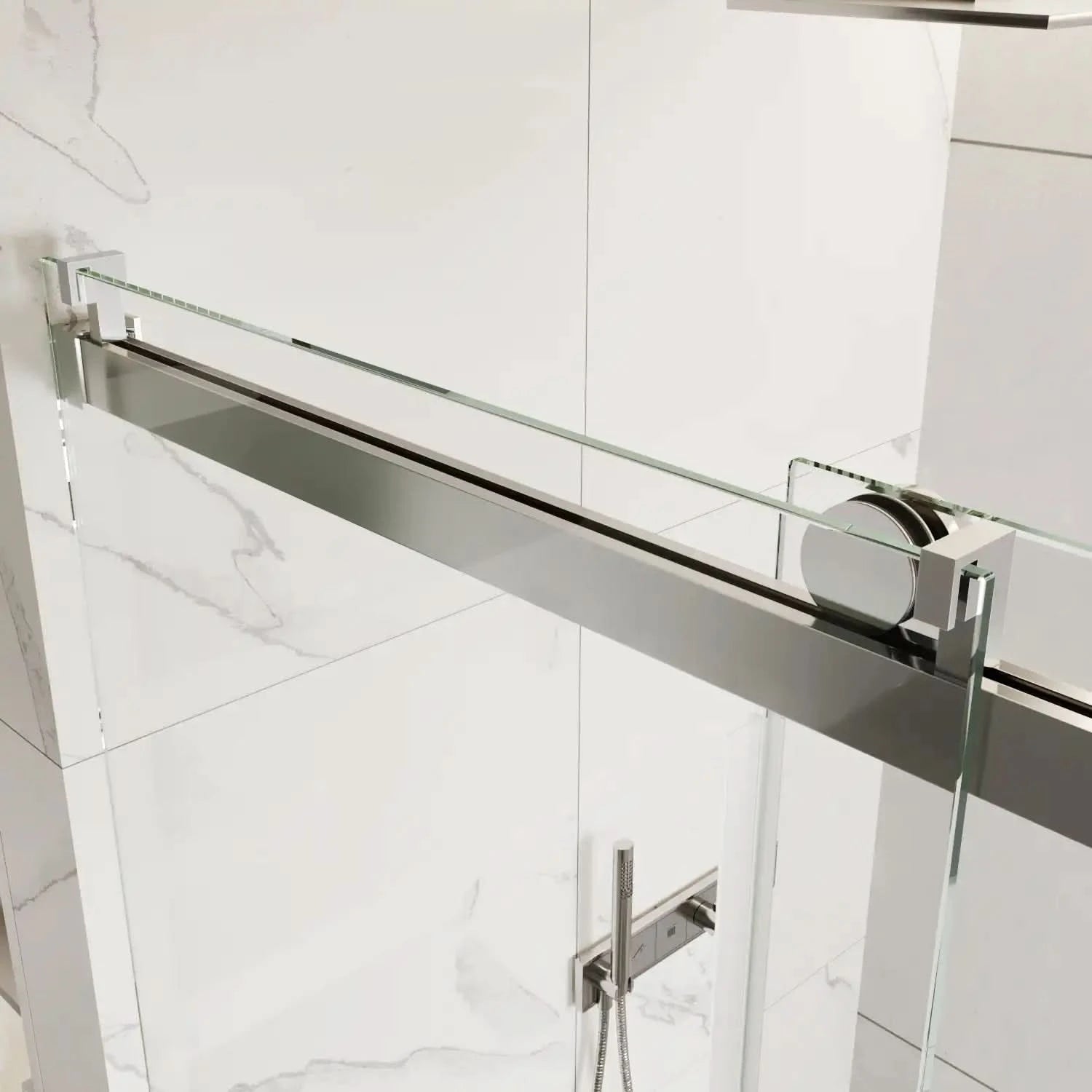 New Tempered Glass Shower Door Options color:Brushed Nickel