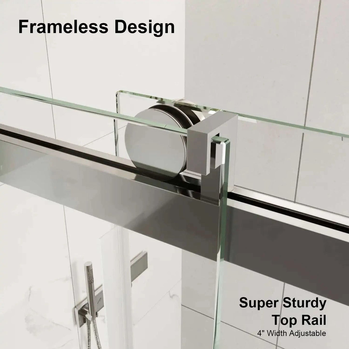 New Tempered Glass Shower Door Options color:Brushed Nickel