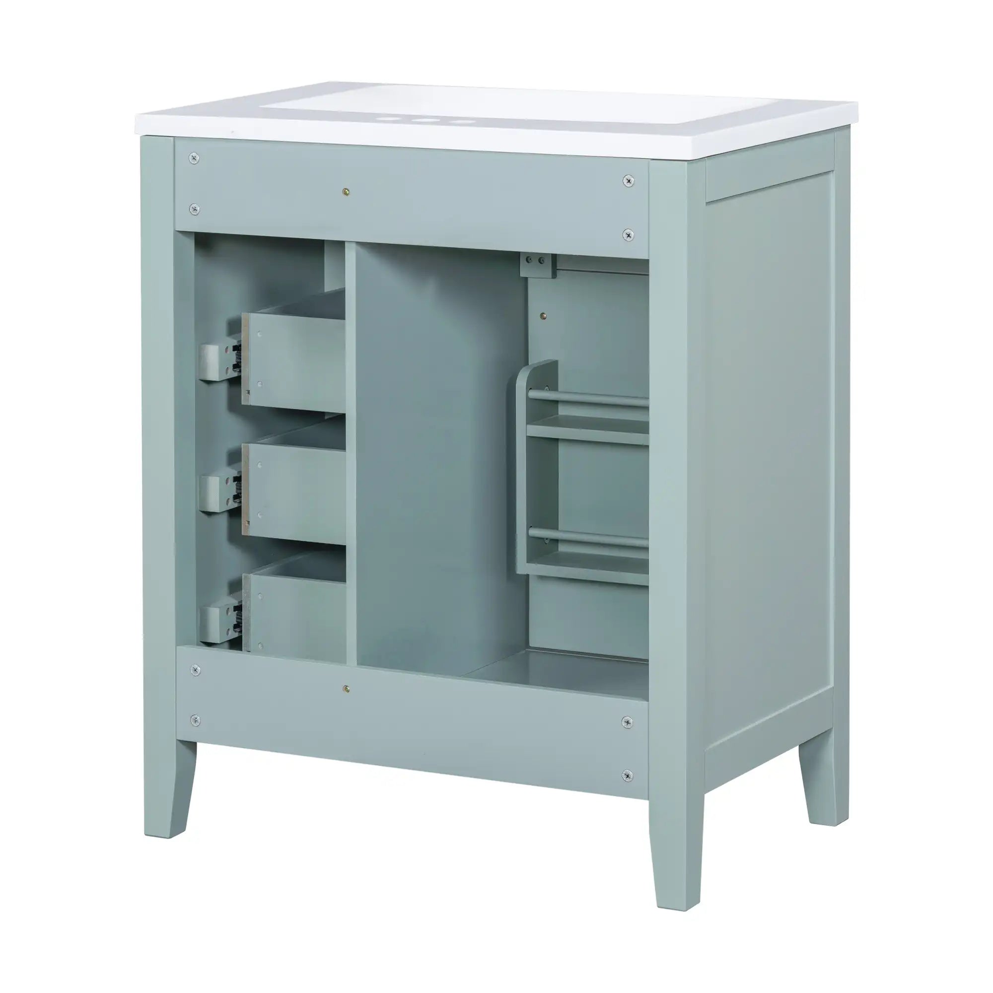 30 inch green bathroom vanity back view | Ace Decor