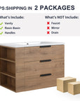 30" oak bathroom vanity shipped in two packages with integrated sink included | Ace Decor