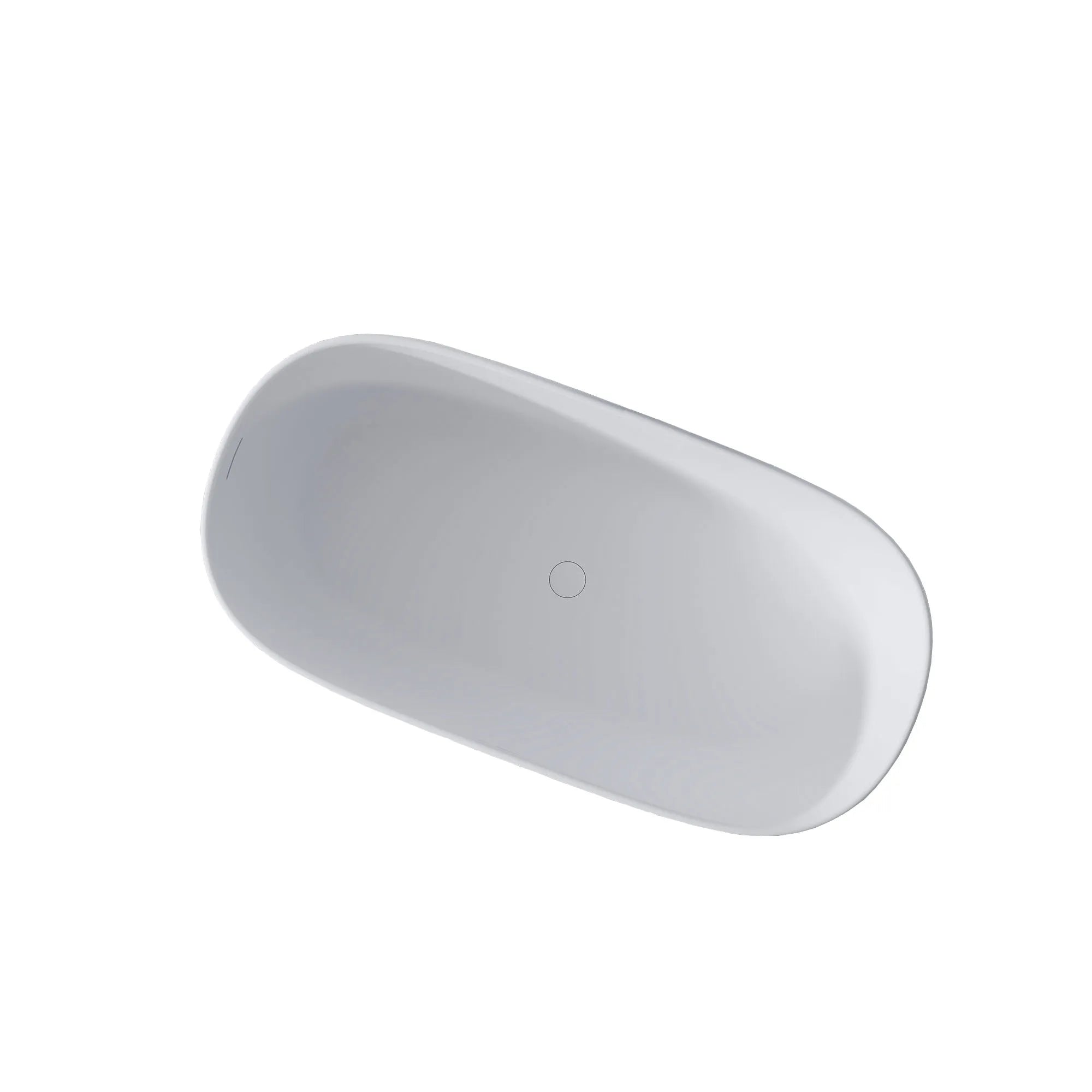 The Lissome 51-inch freestanding stone resin deep soaking bathtub with a smooth, elegant oval silhouette on a pure white background.