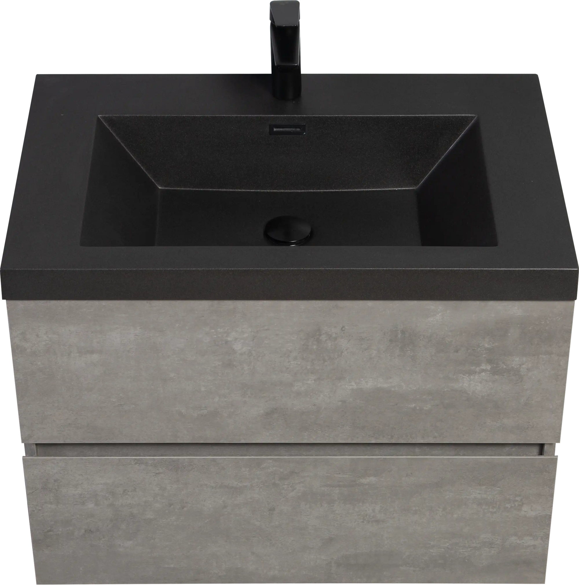 23&#39;&#39;-47&#39;&#39; Floating Dark Grey Corner Vanity with Matte Black Sink - 2 Soft Close Drawers