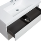 Floating Bathroom Vanity with Resin Top Basin & Soft Close Drawers - Modern Wall-Mounted Storage Cabinet color: White