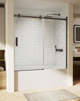 Frameless Bathtub Sliding shower Doors color:Matte Black