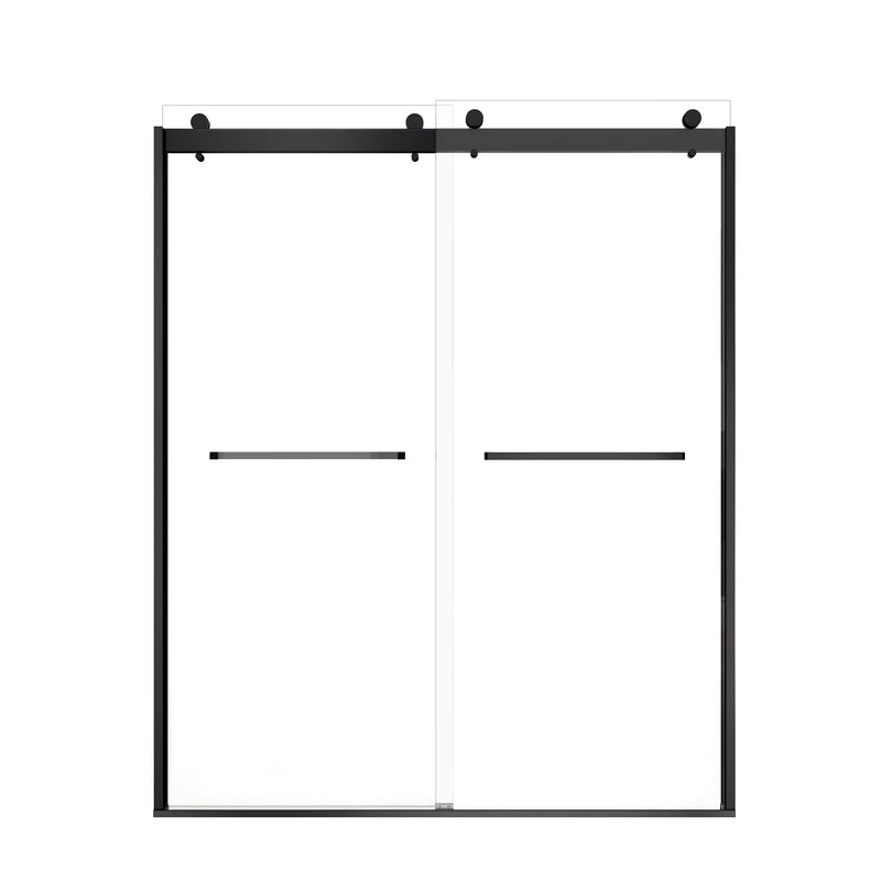 Aurevo-X Series 60" x 74" Minimalist Frameless Sliding Shower Door In Matte Black