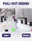 Harbor Series Black Faucet Bathroom – Pull-Out Sprayer with 2 Handles