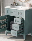 bathroom cabinet with drawers color:green