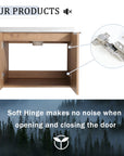 Monterey Series 60" Double Floating Bathroom Vanity in Imitative Oak with Side Cabinet and Integrated Sink