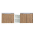 Monterey Series 60" Double Floating Bathroom Vanity in Imitative Oak with Side Cabinet and Integrated Sink