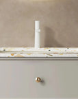 36/47" x 20" x 21" Modern Wall-Mounted Bathroom Vanity with Terrazzo Top and Ceramic Sink color: Matte White+Grayish