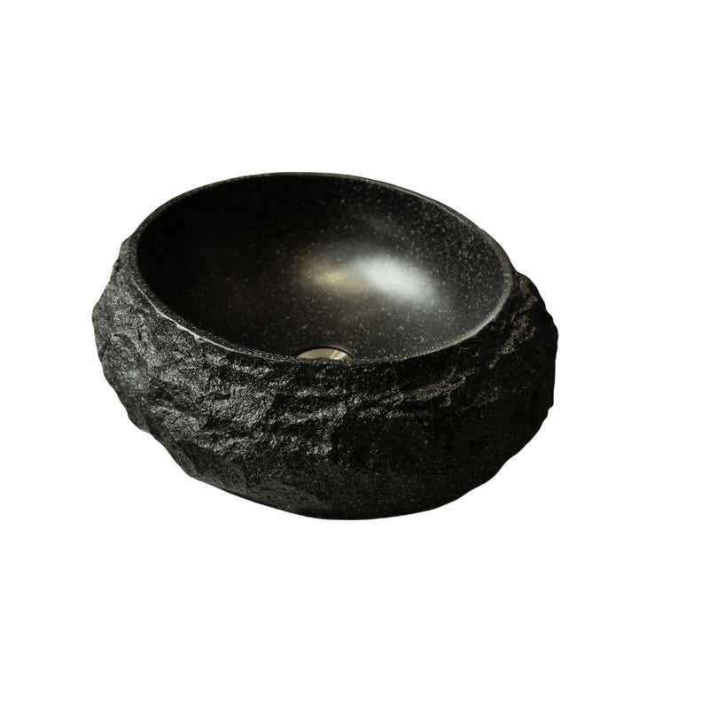 Astra Series 18" Oval Sculpted Resin Stone Vessel Basin - Onyx Black