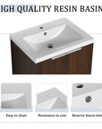 Monterey Series 60" Double Floating Bathroom Vanity in California Walnut with Side Cabinet and Integrated Sink