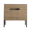 36" freestanding 36 inch bathroom vanity with oak finish cabinet, black metal handle, and slim metal legs | Ace Decor