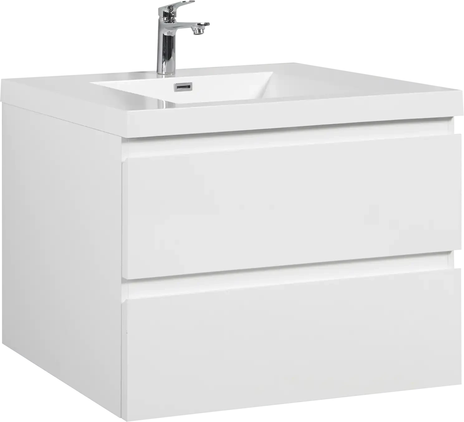 Floating Bathroom Vanity with Resin Top Basin &amp; Soft Close Drawers - Modern Wall-Mounted Storage Cabinet color: Glossy White