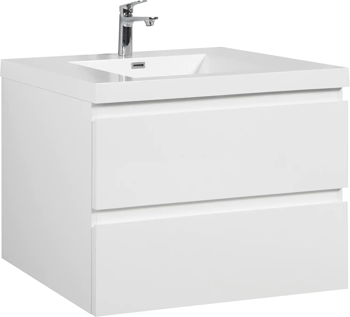 Floating Bathroom Vanity with Resin Top Basin & Soft Close Drawers - Modern Wall-Mounted Storage Cabinet color: Glossy White