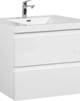 Floating Bathroom Vanity with Resin Top Basin & Soft Close Drawers - Modern Wall-Mounted Storage Cabinet color: Glossy White