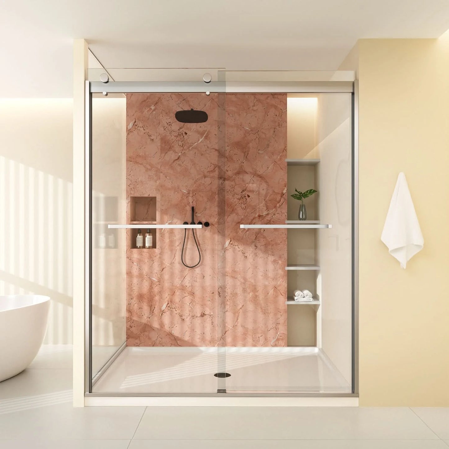 56-60" W x 74" H Frameless Double Sliding Glass Shower Doors