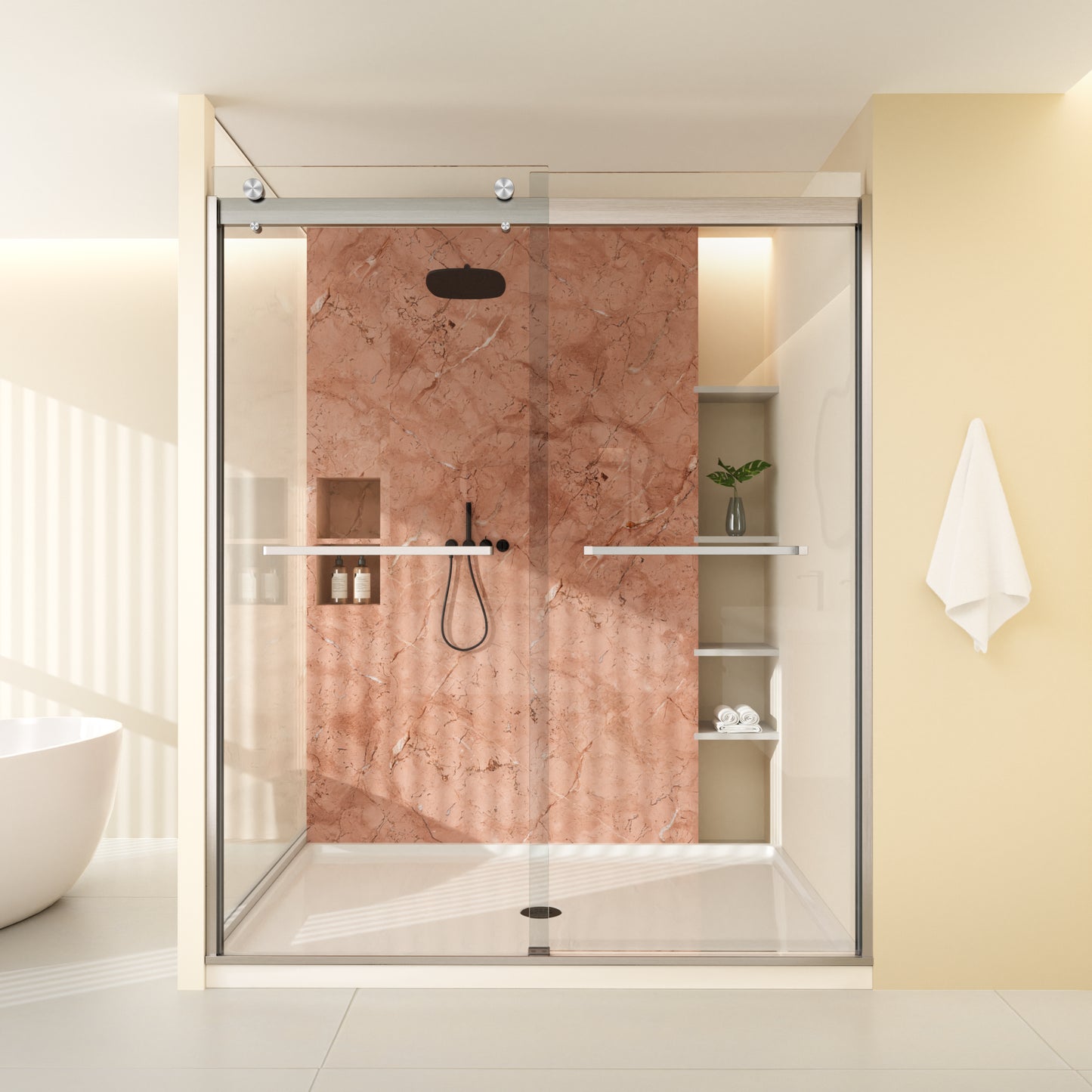 Sliding Glass Shower Doors Semi-Frameless color: Brushed Nickel