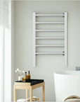 Silver Electric Heated Towel Rack - Wall-Mounted Towel Warmer with 6 Stainless Steel Bars color: Silver