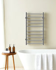 Silver Electric Heated Towel Rack - Wall-Mounted Towel Warmer with 10 Stainless Steel Bars color: Silver