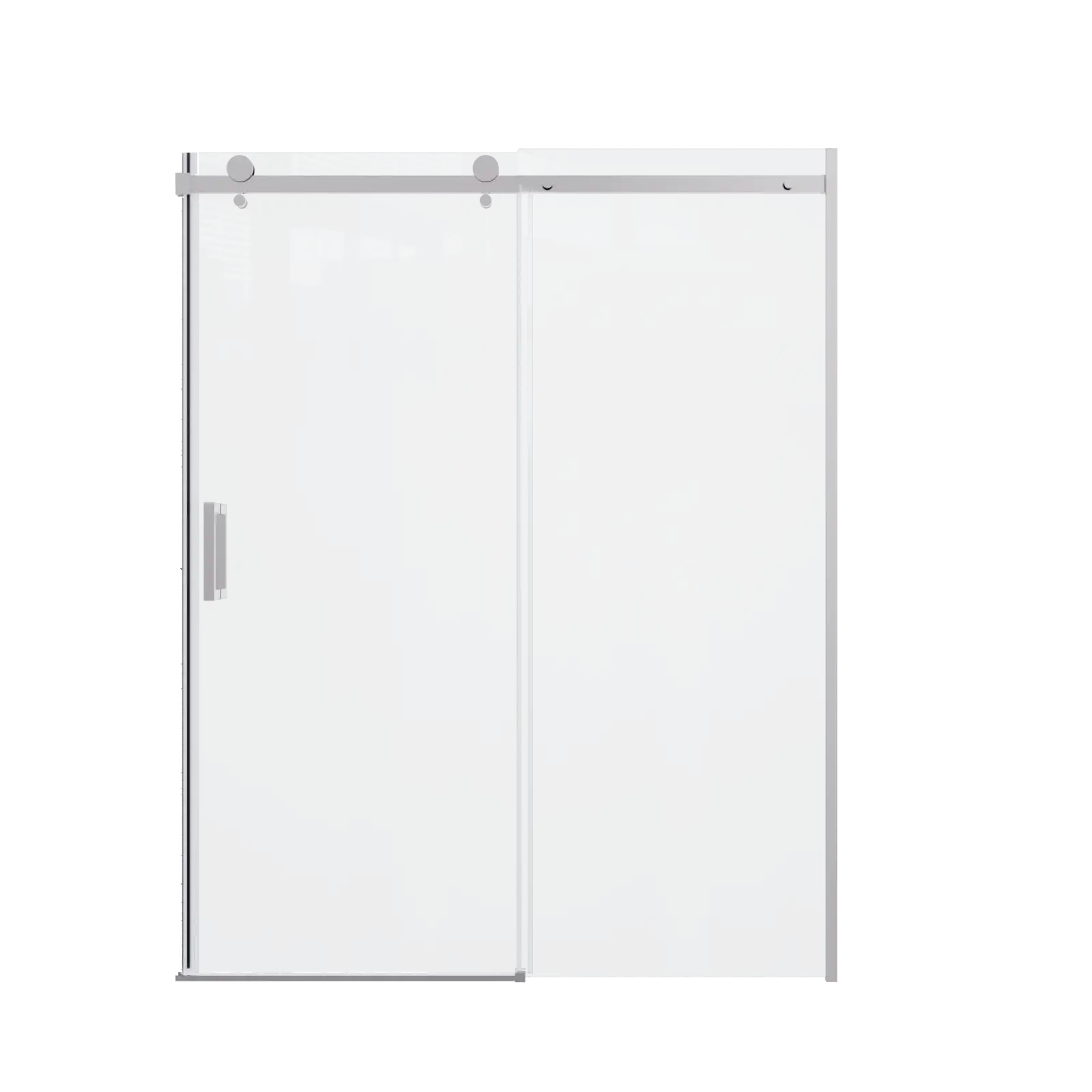 60‘’ x 74&#39;&#39; Chrome Frameless Single Sliding Shower Door - Quiet Glide, Stainless Steel Rail, 8mm Glass