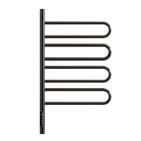17 x 31 electric towel rack warmer in matte black finish with four curved rotating bars and LED control panel | Ace Decor