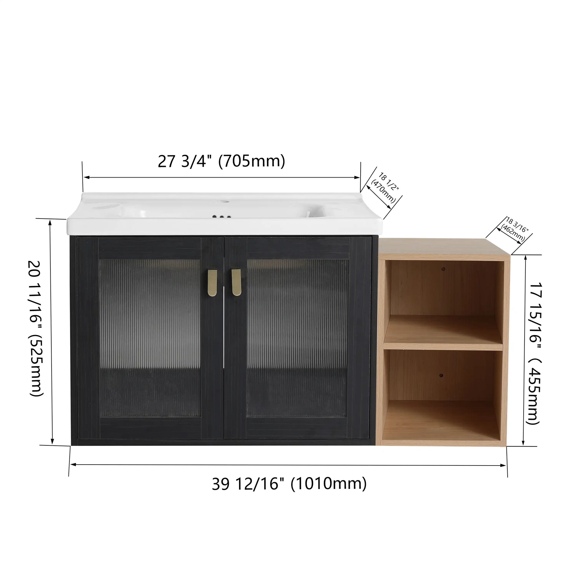 28" Wall-Mounted Bathroom Vanity with Sink - Ideal for Small Spaces size: 40 X 19 | installation: Wall-mounted