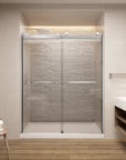 Semi-Frameless glass Shower door color:chrome